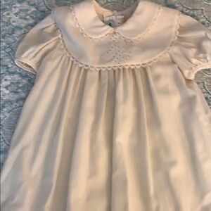 Cream dress with Lace Collar and Billowy Design